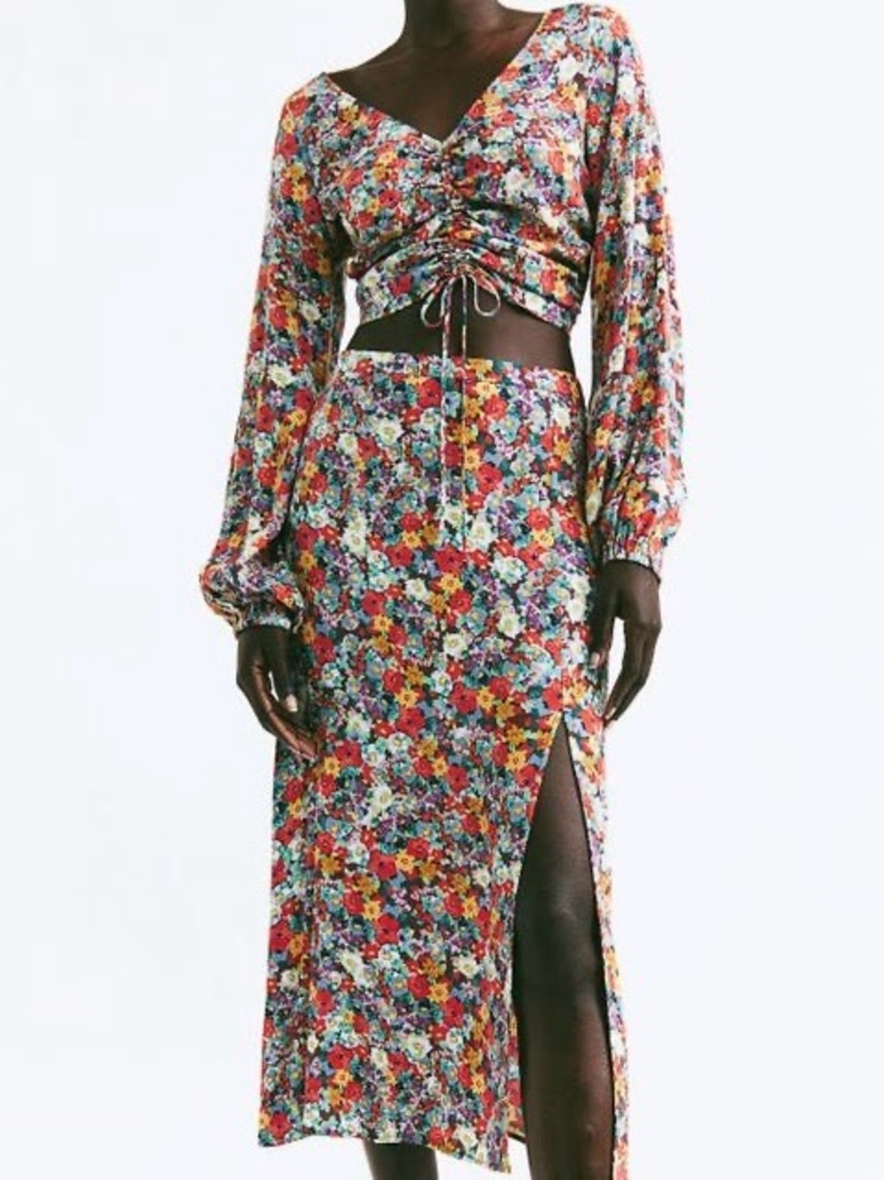 H&M Floral Midi Skirt Size 4